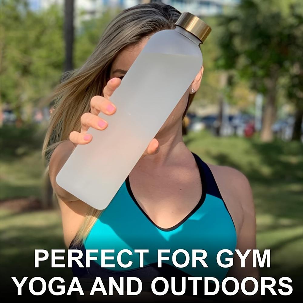 Water bottle, inspirational water bottle with time mark, reusable water bottle, suitable for gym fitness workout travel nero