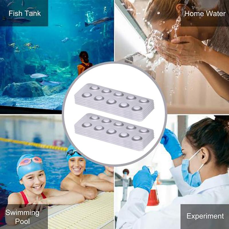 100PCS Water Chlorine Test Tablets Fast DPD1 Chlorine Test Piece Visual High Range Free Chlorine Testing Tablets For PoolWater