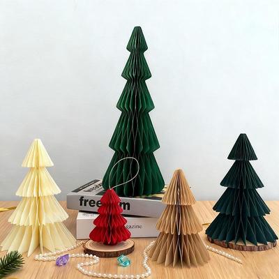 New Origami Honeycomb Christmas Tree Tabletop Ornament - Mini Christmas Decoration