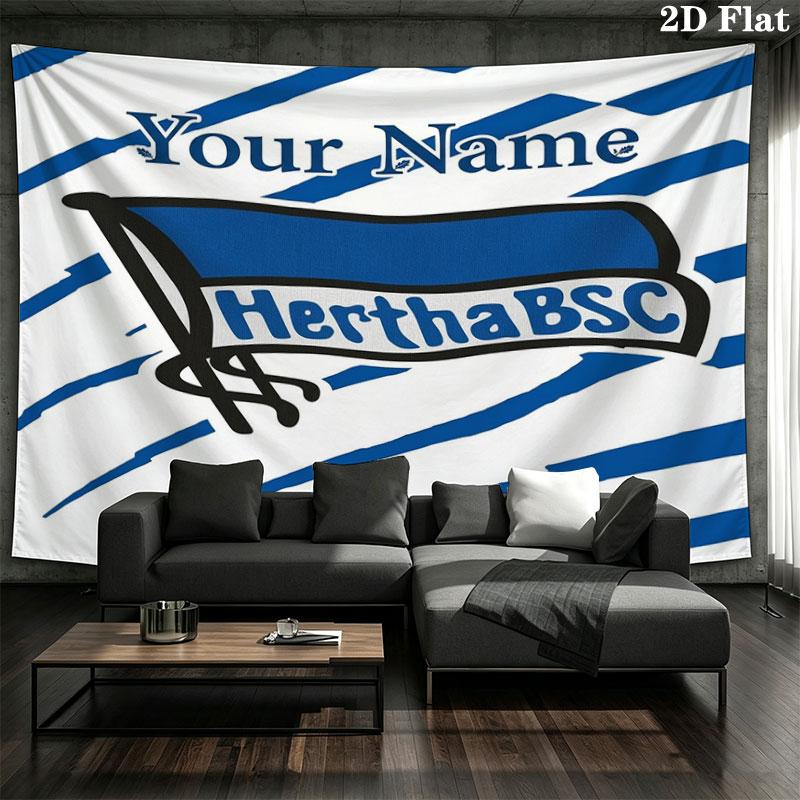 Hertha BSC Custom Name Wall Tapestry Aesthetic Wall Hanging Printed Fabric Blanket Decorative Tapestries for Bedroom Living Room Home Decor