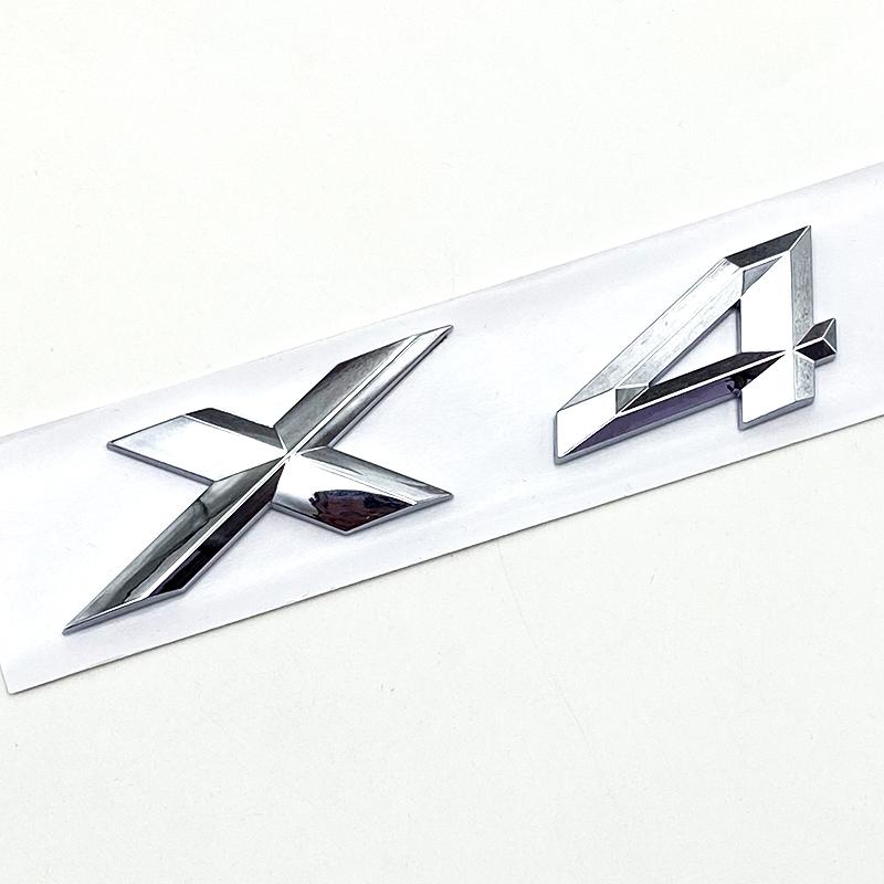 3D ABS Black Chrome Car Letters Rear Trunk Badge X4 Logo For BMW X4 Sticker Emblem X4 Lettering Accessories