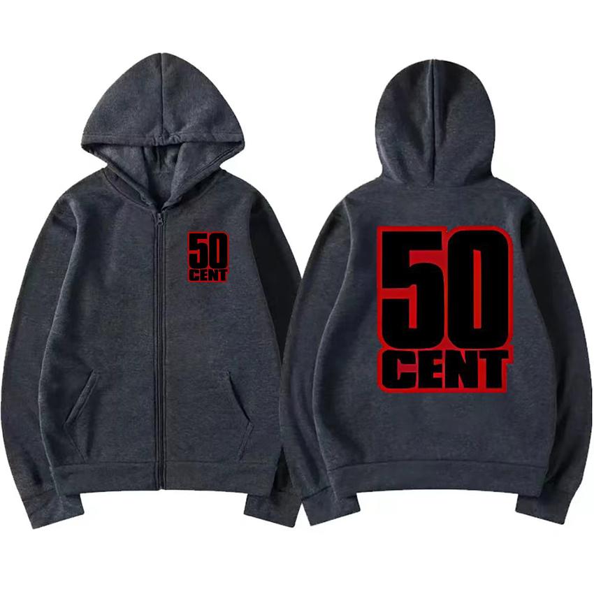 Rapper 50 Cent The Massacre Grafiche Classiche Album Felpa con Zip Unisex hip hop punk streetwear Felpa Uomo donna Cappotto in Pile