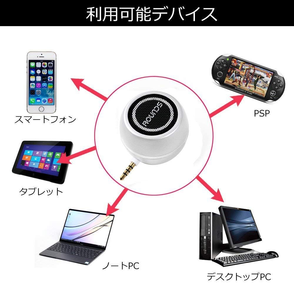 ROUNDS Portable Speaker Planned and Supported by Japanese Mini Smartphone Speaker USB Charging Android iPhone PC Portable Tablet Speaker 30W Small and