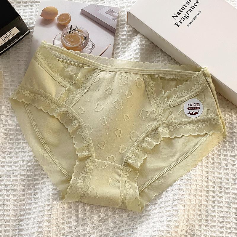 

Нижнее белье женские трусы А-класса хлопковые трусики средней талии для девочек кружевные края удобные дышащие бесшовные трусики для женщин XL светло-зеленый