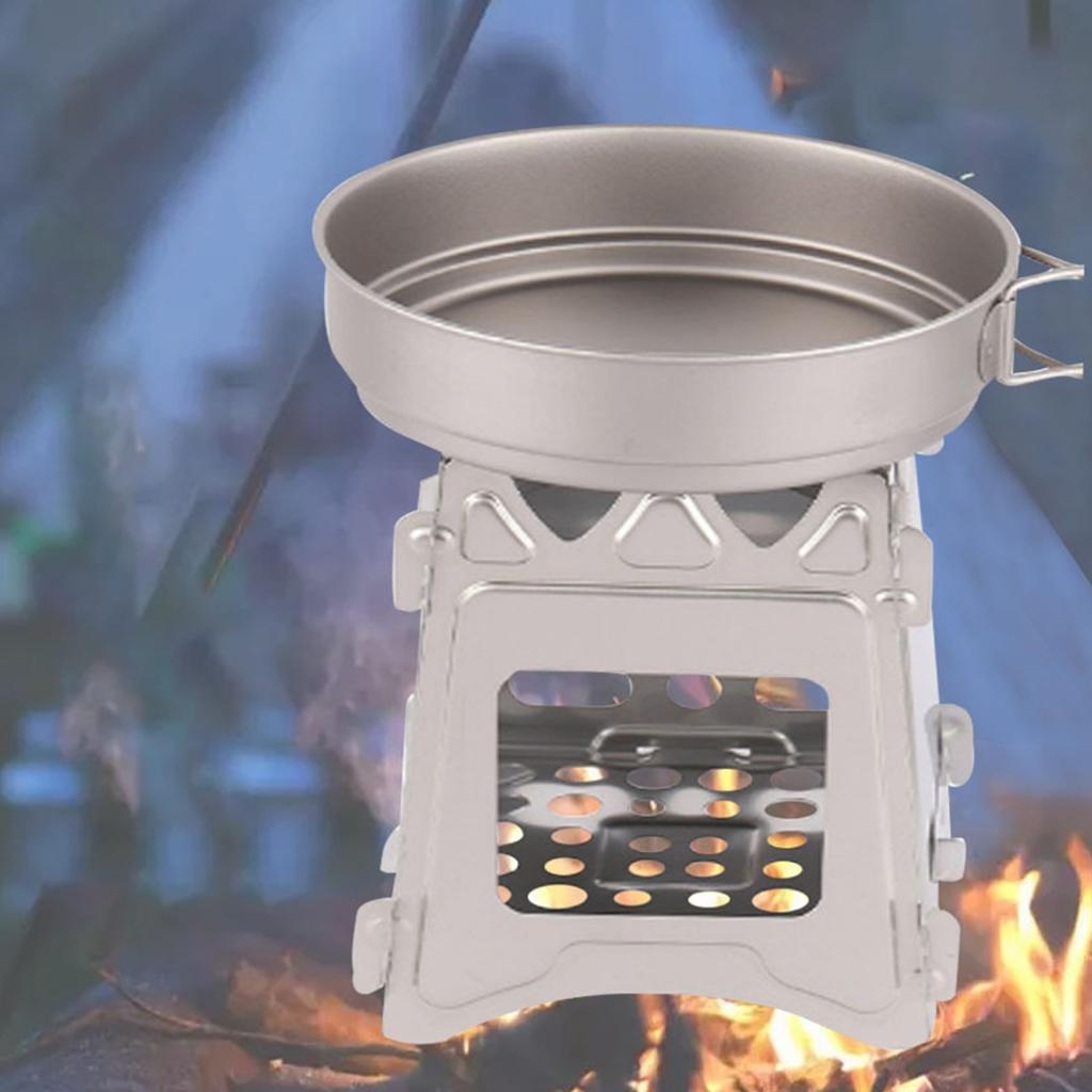 Camping Stove 304 Stainless Steel Folding Backpacking Burning Stove Portable Lightweight Pocket