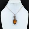 Honey Topaz Gemstone Handmade Pure Copper Wire Wrap Jewelry Pendant For Thanksgiving