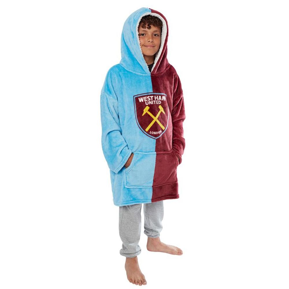West Ham United FC Childrens/Kids Crest Fleece Hoodie Blanket