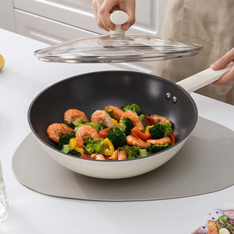 Bai Zao 30cm Non-stick Fine Iron Wok with Lid