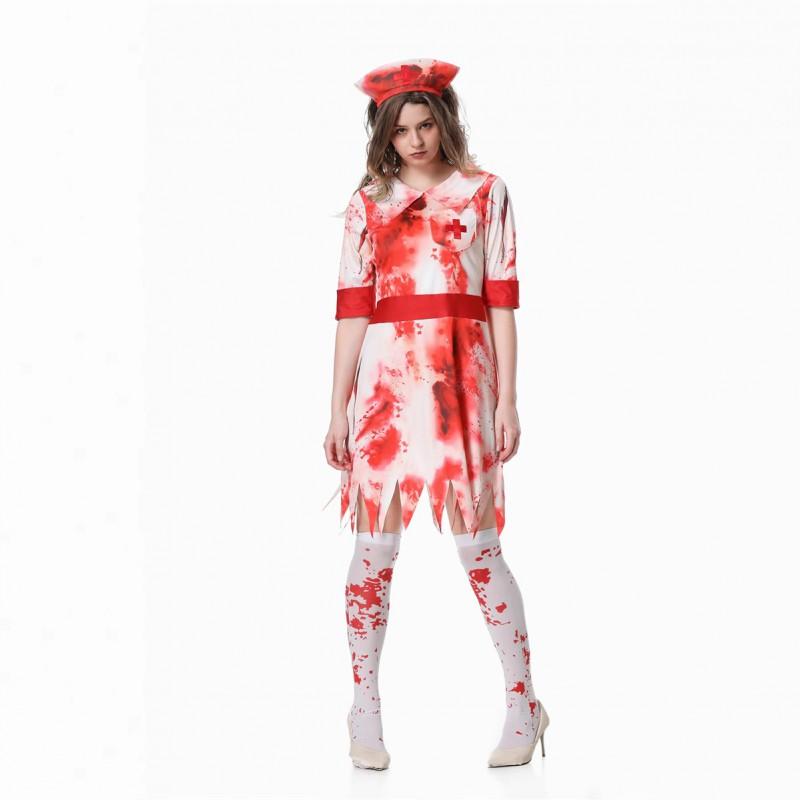 Halloween Vampire Nurse Zombie Cosplay Costume Women Stage Performance Party Role Play Outfit
