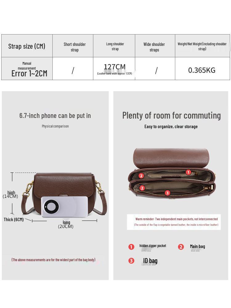 2025 New Women's Versatile Genuine Leather Crossbody Bag - Fashionable Vegetable-Tanned Cowhide Underarm Bag for Moms