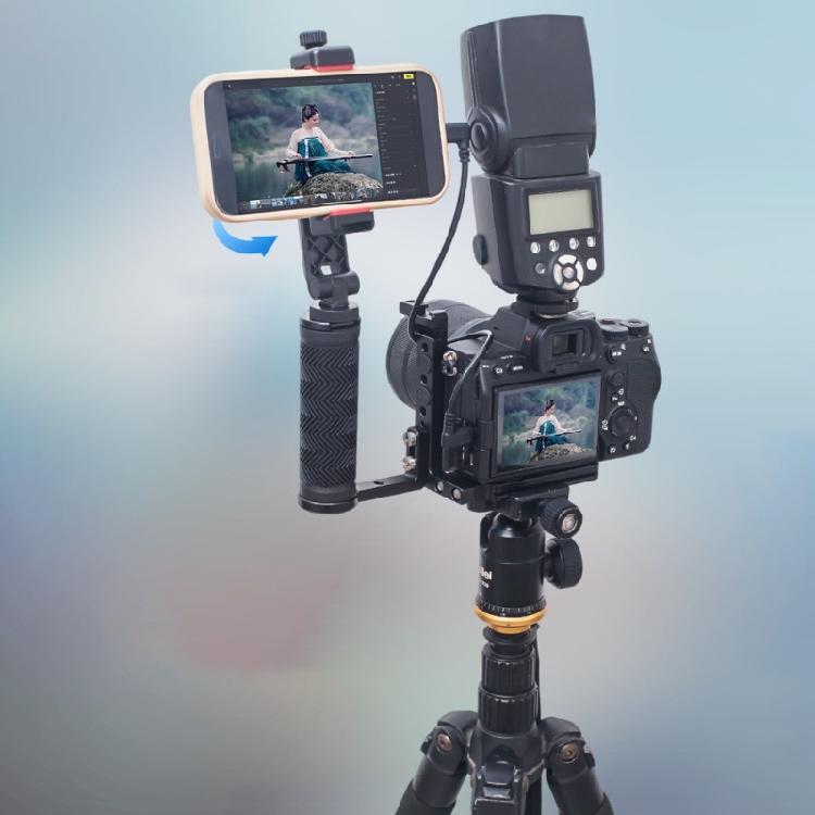Versatiled Aluminum Camera Mount Metal Quick Release With Double Handles And Expansion Port For Studio Use