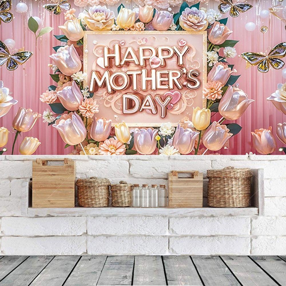 Polyester Mother Photography Backdrop Love Heart Hanging Background  Poster Props