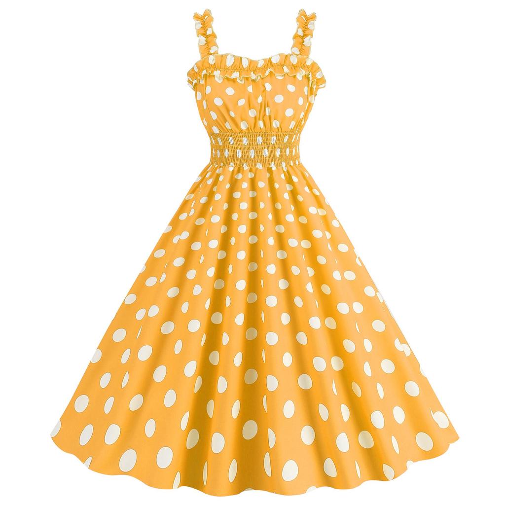 Sexy gepunktetes Spitzen-A-Linien-Spaghettiträgerkleid