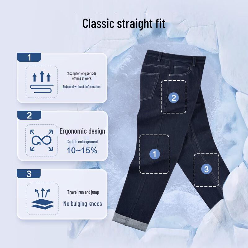 Jingdong Crafted Men's Non-Fading Straight-Leg Casual Jeans