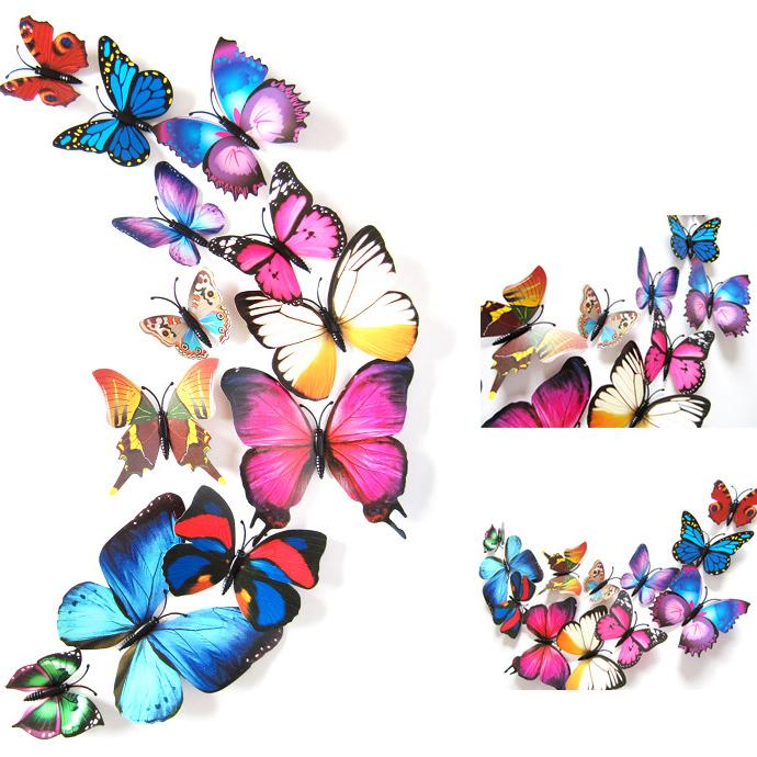 

24 Pcs/Set Stereoscopic Simulative Magnetic Butterfly Wall Sticker Rainbow