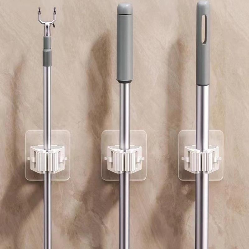 Mop Clip Wall-Mounted Hook: Punch-Free Storage Rack for Bathroom & Toilet