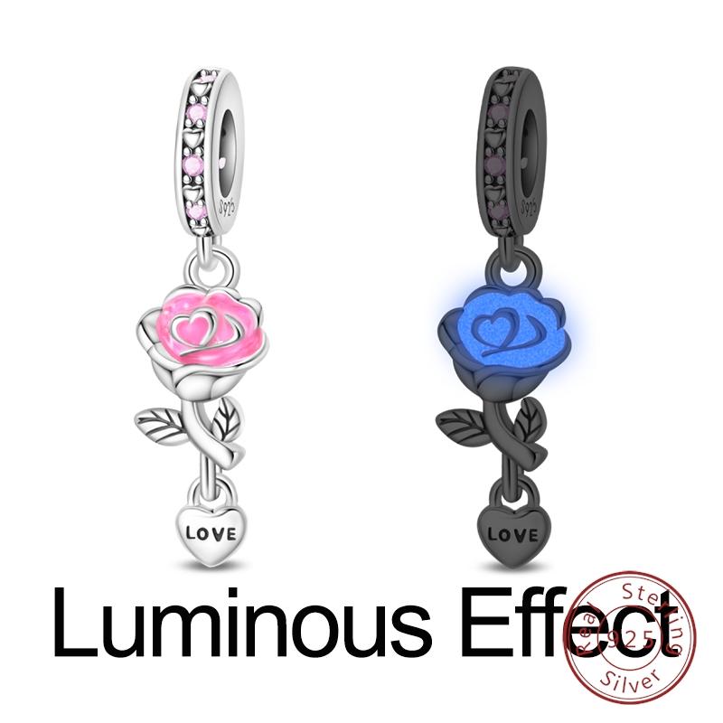 Original Luminous Charms Copper Fixed Clamp Beads Flower Fairy New Year'S Pendant Fit Bracelet Women Jewelry Gifts