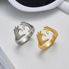 Elegant Geometric Multi-layer 18K Gold Plated Open Ring for Women