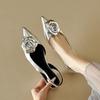 Kuhleder Spitzschuh Med Heels Slingback Herbst Sommer Schuhe Blumen Dekorationen Frauen Flache Pumps
