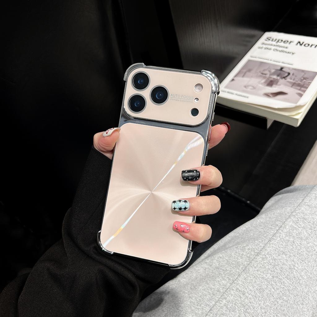 Luxury Plating CD Texture Laser Phone Case For iPhone 17 Air 16 15 14 13 Pro Max Plus Dazzle Aurora Armor Shockproof Hard Cover