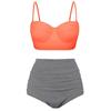 Set Bikini Două Piese cu Talie Înaltă cu Sutien cu Arcuri Curele Reglabile și Slip cu Volane pentru Femei Costume de Baie Îmbrăcăminte de Plajă