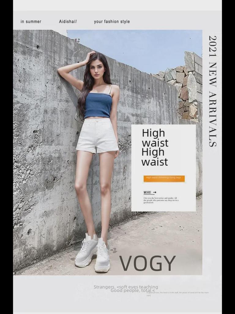 2021 Summer High-Waist White Denim A-Line Shorts for Women – Loose, Slimming Fit