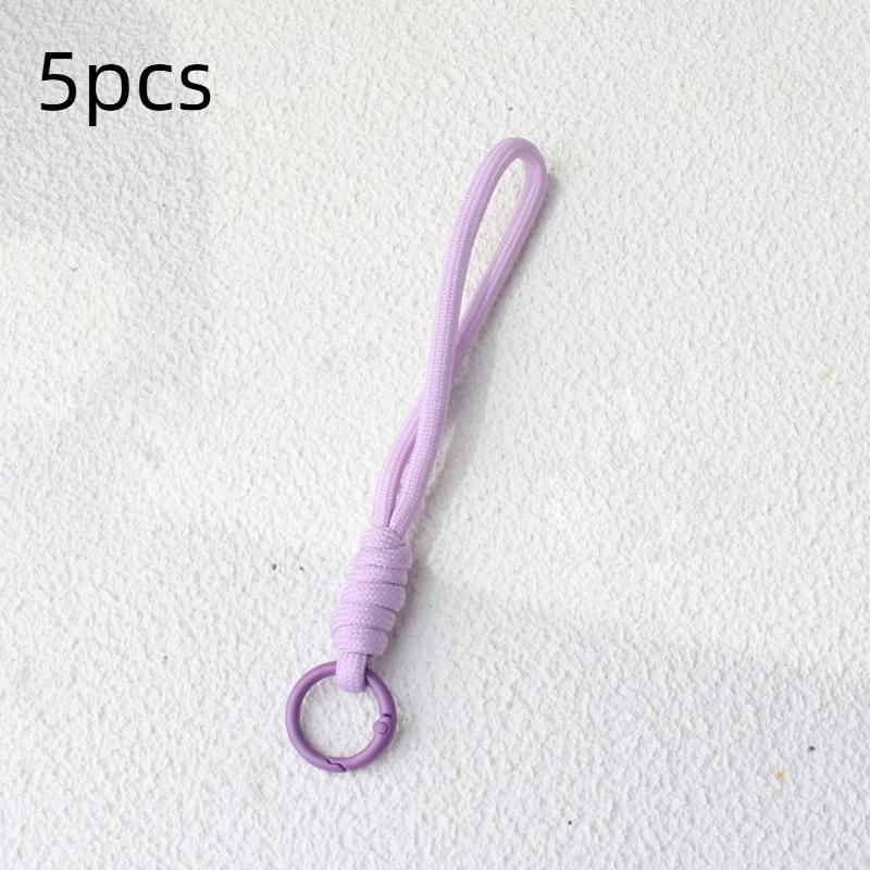 5 pièces/lot Porte-clés tressé coloré Lanière pour téléphone portable Corde à nœud anti-perte Sangle Porte-clés Hommes Femmes Accessoires Porte-clés de voiture