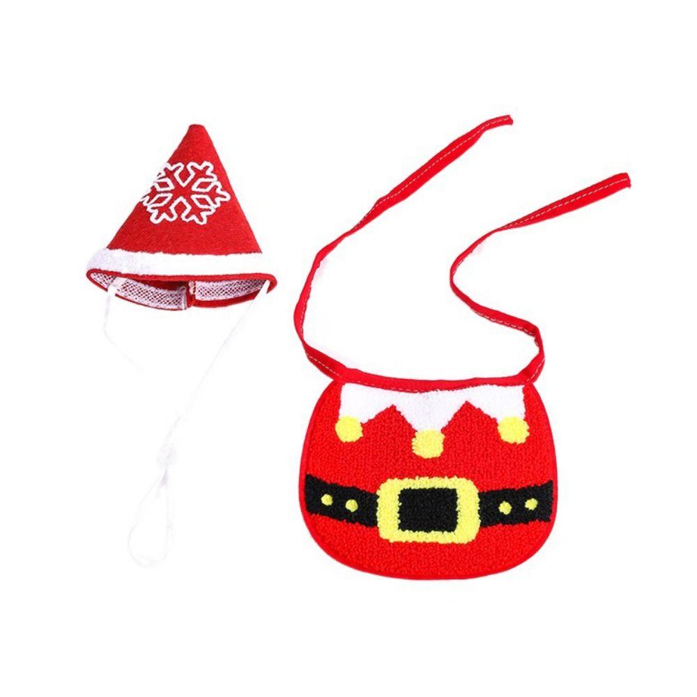 

Мультяшный кошачий слюнявчик, регулируемый рождественский ошейник для питомца, слюнявчик Санта-Клауса, рождественская вечеринка S красный