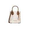 Mk Mercer Monogram Color Block Logo a Lettere Borsa a Fisarmonica in Pelle Borse da Donna Vanilla 35T1GM9C0I-150
