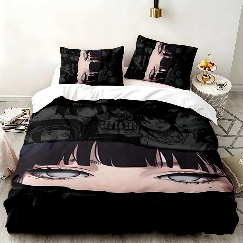 Hyuga Hinata 3pc Set Perfect for Bedroom Use Comfortable Bedding Set Includes a Duvet Cover and Two Pillowcases Ideal Birthday or Christmas Gift