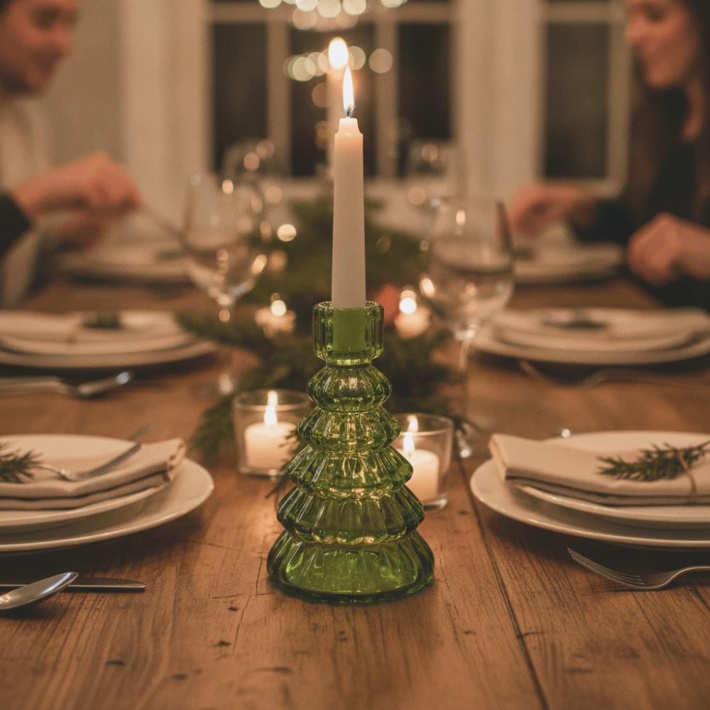 3PCS Glass Christmas Tree Candlestick Nordic Candles Stand Christmas Tree Ornaments  Bath Room