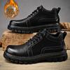 Fashion Luxury Men Leather Shoes Genuine Leather Brand Designer Shoes Italian Casual Men Boots Black Lace-up Work Ankle Boots for Men
