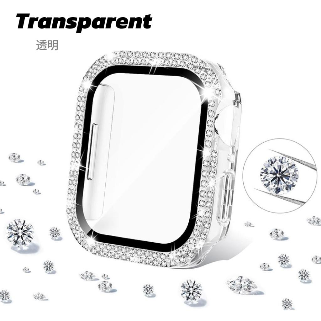 Tempered Glass Screen Protector for Apple Watch Case 45mm/41mm/40mm Series 9/8/7/6/se/5/4 Diamond PC  for iWatch 38mm/42mm/44mm