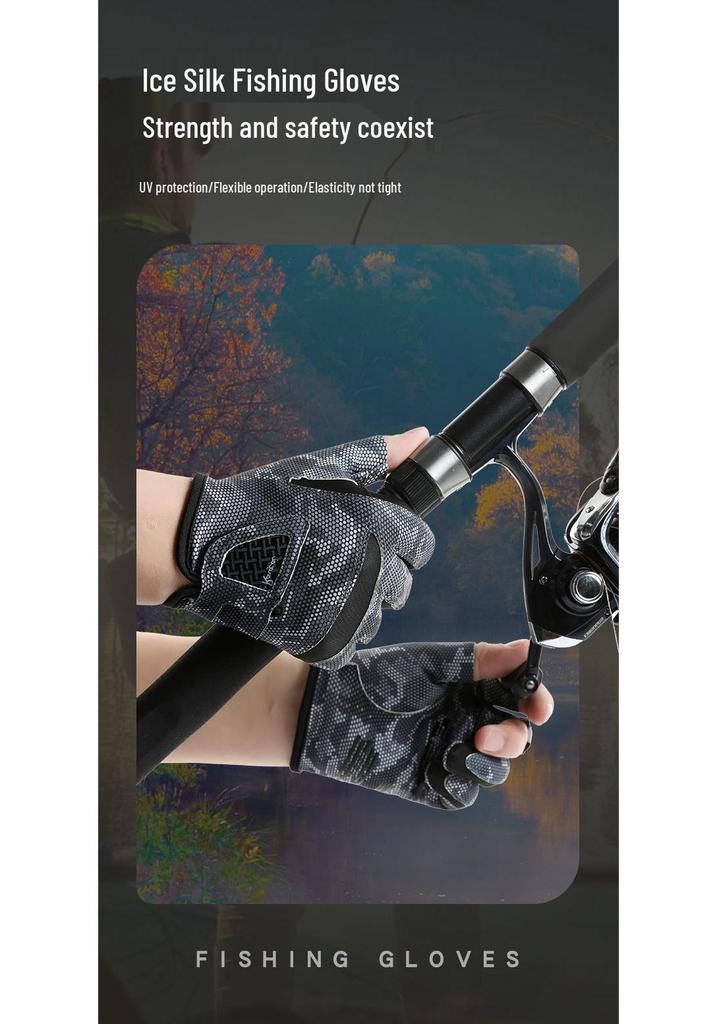 Breathable Non-Slip Sun Protection Fishing Gloves, 3-Finger or 5-Finger Options.