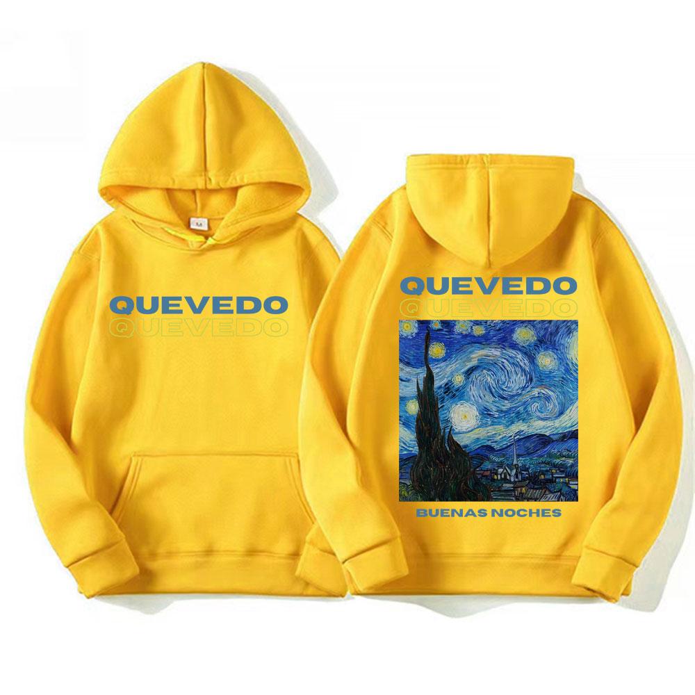 Quevedo Buenas Noches Sudadera con Capucha Gráfica de Álbum Moda Masculina Hip Hop Sudaderas Oversize Forro Polar Sudadera de Alta Calidad