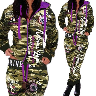 Women Leisure Tracksuit Outdoor Sweat Suit Zipper Hoodie 2019 Women Leisure Tracksuit Zipper Printed Hoodies +