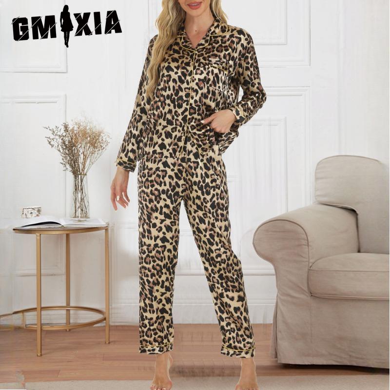 

GMXIA Женский комплект домашней одежды кардиган с длинным рукавом осенняя повседневная модная пижама XL