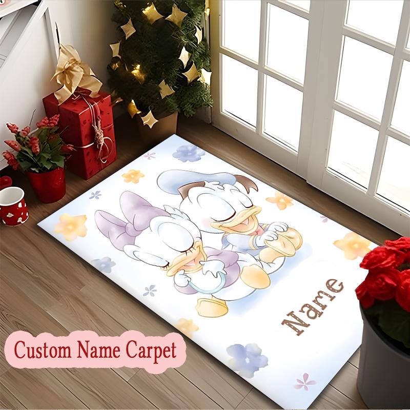 [Daisy Duck Donald Duck Hearts Area Carpet] Easy Maintenance Chair Rug for Conference Room Use, Customize Name Floor Mat