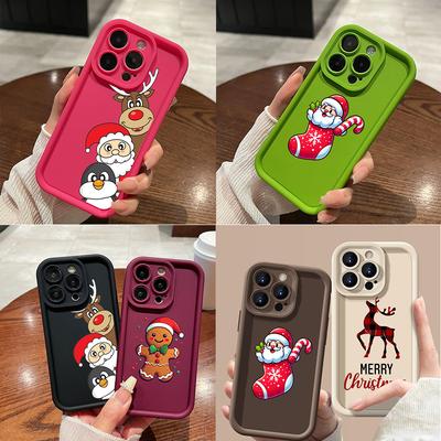 N102 Merry Christmas Happy New Year Soft Angel Eyes Phone Cases for iPhone 16 15 14 13 11 Pro Max 8 7 6s Plus 12 Mini XR XS Max SE Shockproof Cover