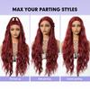 ALAN EATON Long Red Lace Front Wig Synthetic Wavy Curly Wigs for Black White Women Natural High Density Heat Resistant