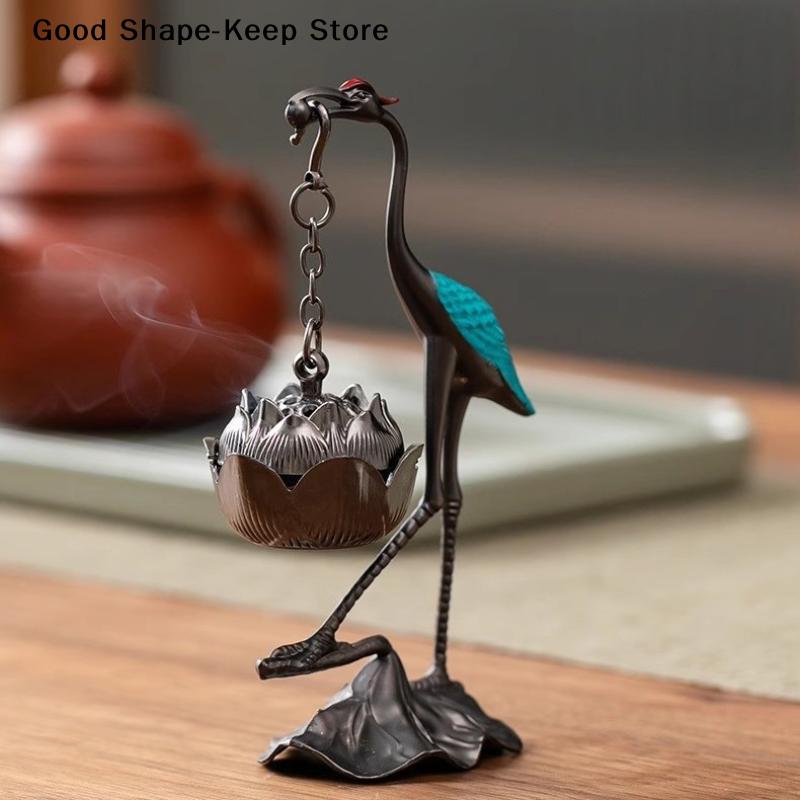 Red-crowned Crane Indoor Aromatherapy Gifts Chinese Style Incense Burner Zinc Alloy Good Symbolism Incense Holder Accessories