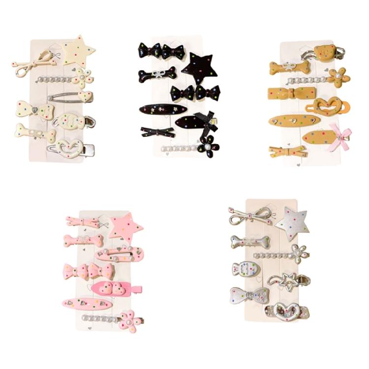 8Pcs Cartoon Star Shaped Hair Clip Resin Duckbill Barrettes Stylish Hairpin for Women Girls Hairstyling Accessories