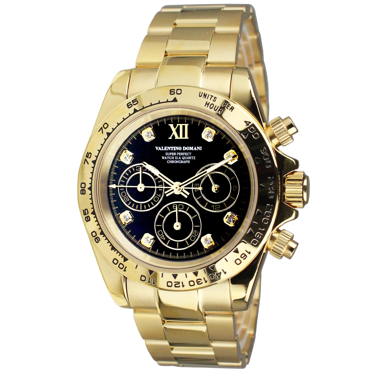 

VALENTINO DOMANI Men s Chronograph Watch with Zirconia, Gold (VD005GB)