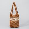 Borse Secchiello Casual Color Spiaggia con Perline Borse a Mano Estive Fatte a Mano con Perline di Legno Borse Tote Traforate per Donne Pochette da Signora