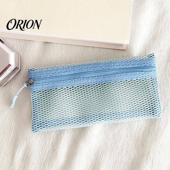 Portable Toiletry Pouch Mesh Makeup Brush Pouch, Cosmetic Bag with Zipper, Clear Quick Dry Accessory Case Organizer for Travel Daily Storage