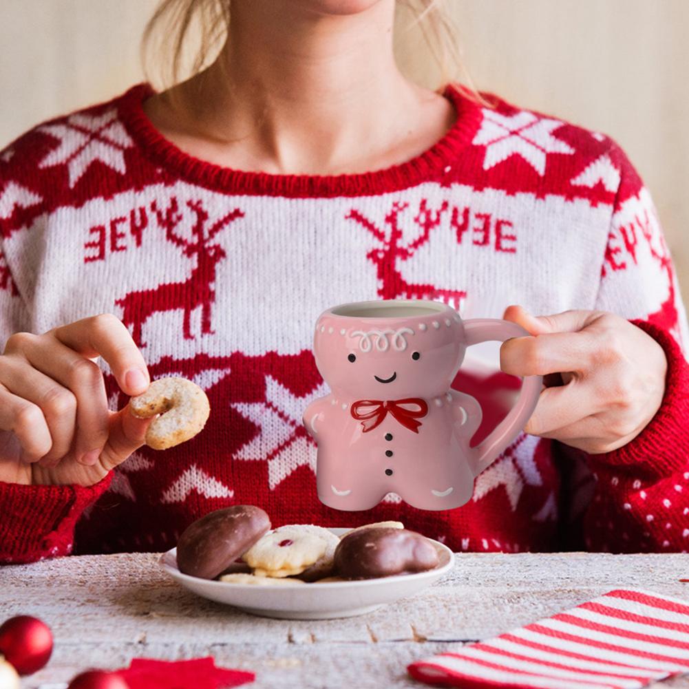 Gingerbread Man Ceramic Mug Christmas Gingerbread Coffee Mug 350ML Gingerbread Man Coffee Cups Christmas Ceramic Tea Mugs Gifts