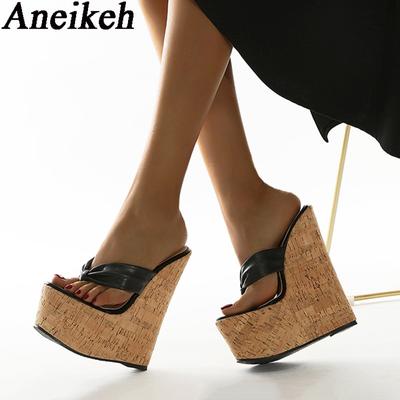 Aneikeh Pantofi de vară Pantofi de damă Clasici de modă PU Platformă Cap Peep Toe Pantofi subțiri cu toc înalt Mărimea 35-42