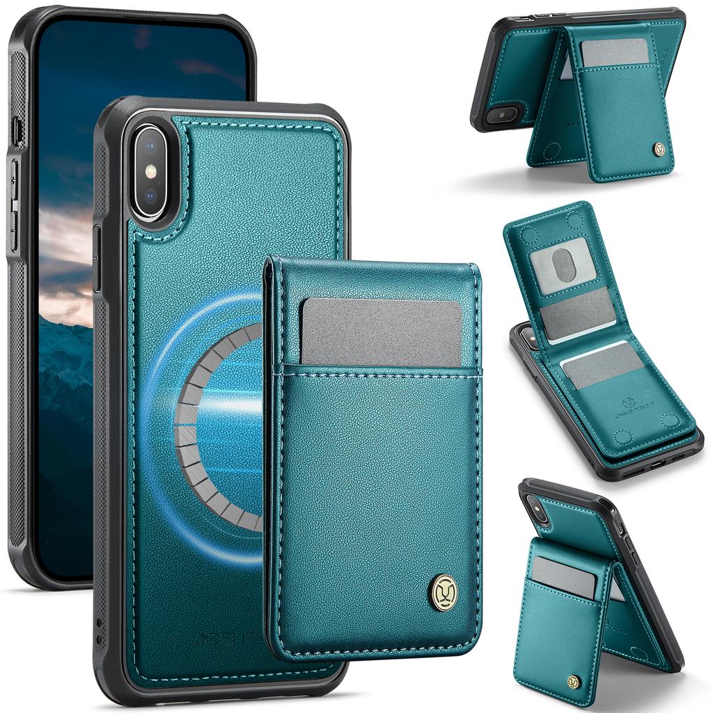 Pro iPhone XS Max 6,5 palce Kožené zadní pouzdro Kompatibilní s MagSafe JEEHOOD J06 Pouzdro na telefon s přihrádkou na karty RFID Blokování