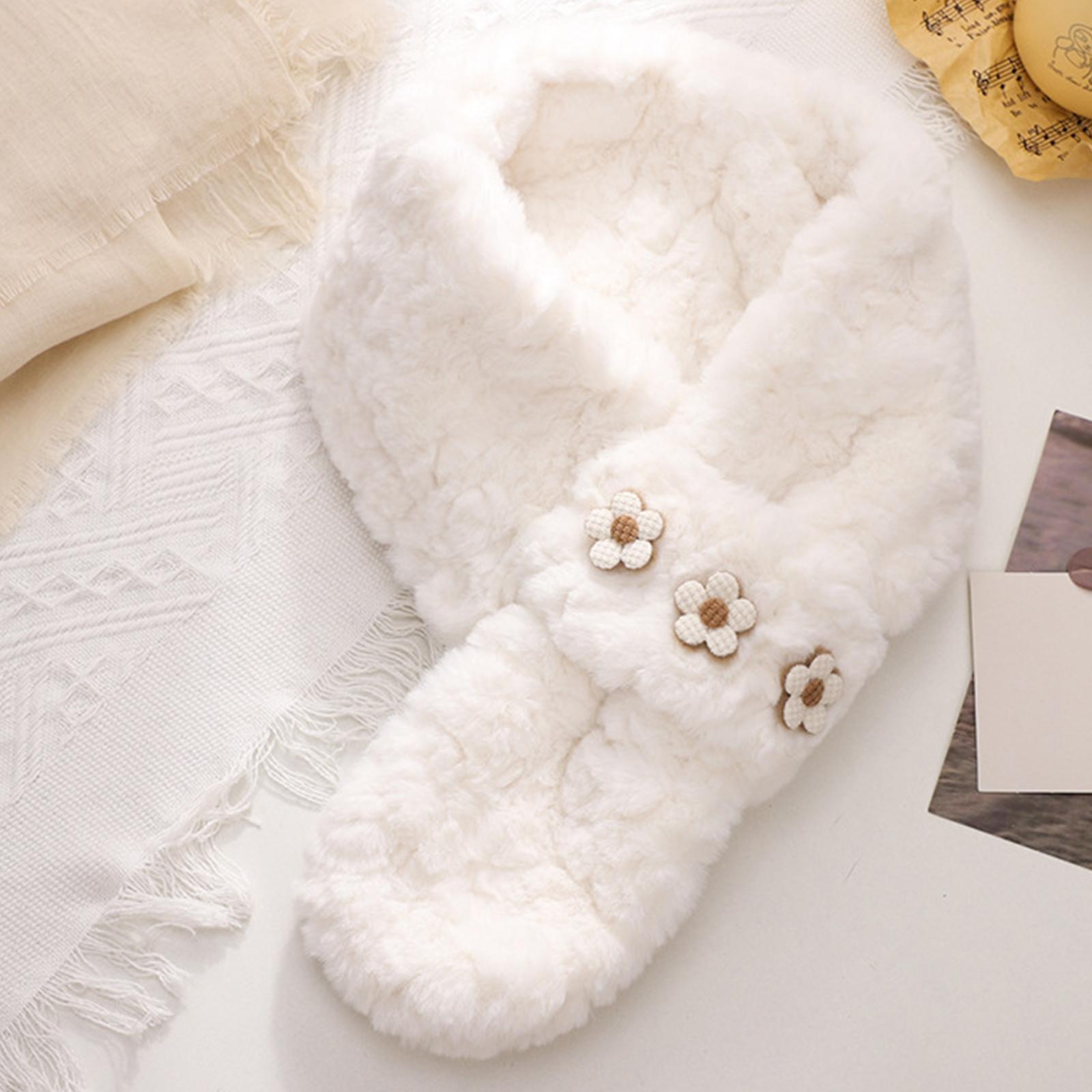 

Женский шарф Милый маленький цветок Утепленный Теплый Тисненый Крест на шею One Size белый