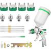 Hvlp Spray Gun, Air Spray Gun Paint Sprayer Gun with 1.4/1.7/2.0/2.5mm Nozzles, 600ml Capacity Great for Walls, Automotive, Home Improvement (Green)